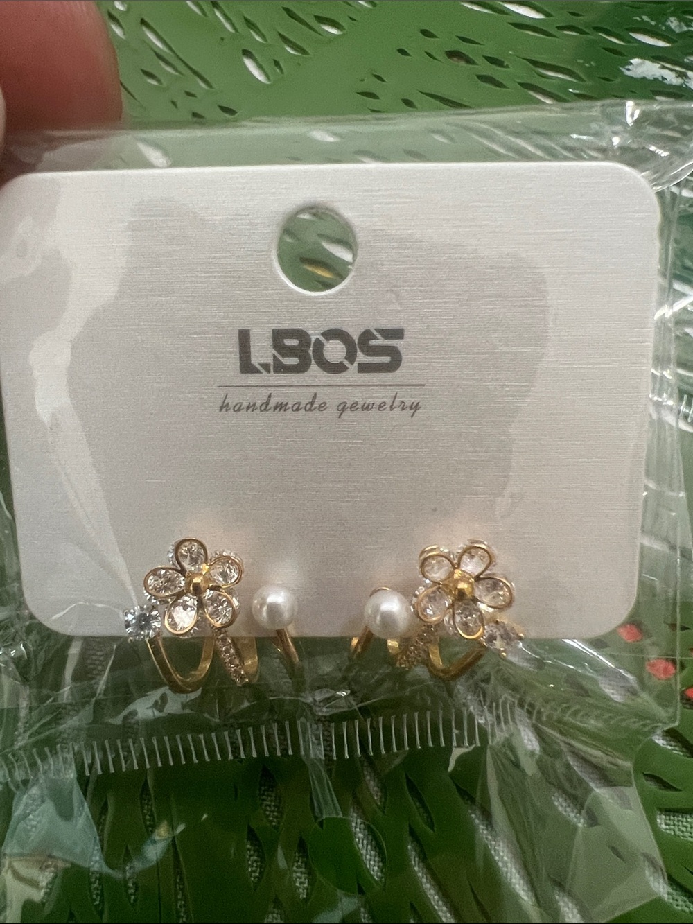 Gold Floral Pearl Ring Set - Gold and White